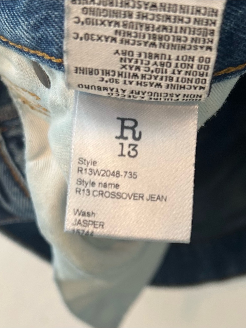 R13 Cross-Over Jeans - Jasper wash. sz 28 - Picture 5 of 9